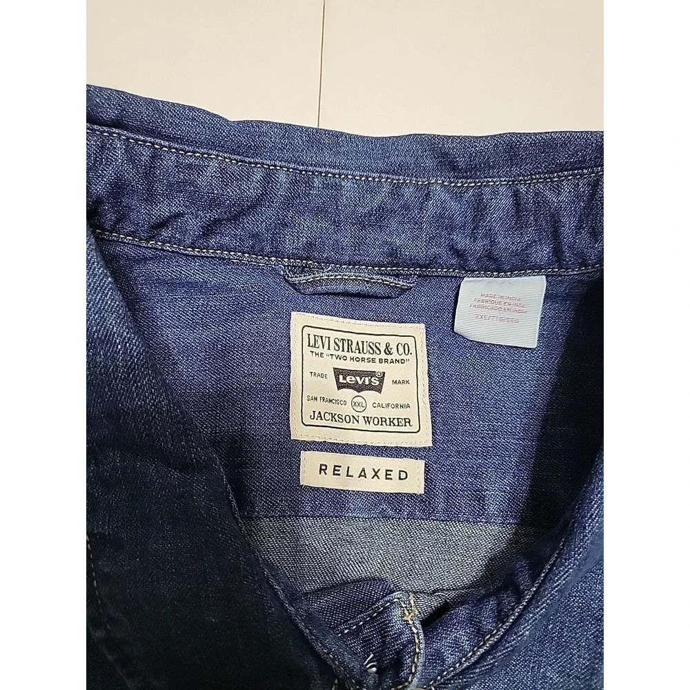 Levi's Strauss Relaxed Fit Denim Shirt Mens XXL Button Up Long Sleeve Blue